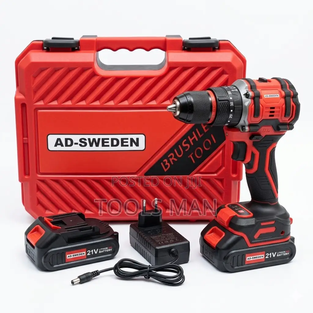 Ad-Sweden 21v Rechargeable Brushless Cordless Hammer Drill.Metal Chuck