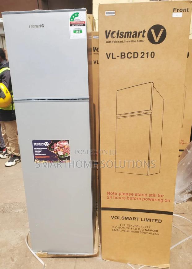 Double Door Fridge Silver Volsmart 210 Litres