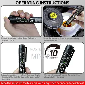 Automotive Brake Fluid Tester, Dot3 Dot4 Dot5 Brake Oil Moisture Pen