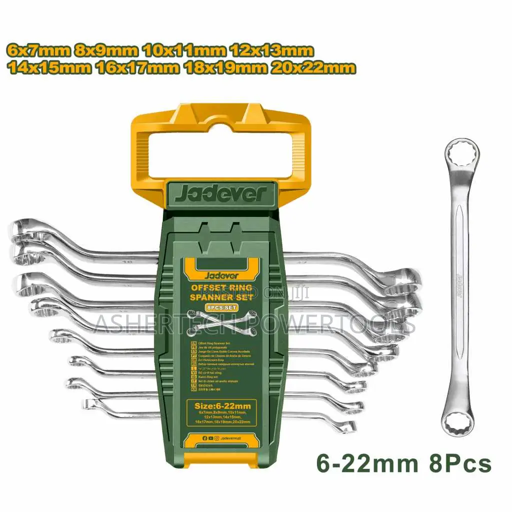 Jadever Jdfr3208 8pcs Offset Ring Spanner Set Size:6-22mm
