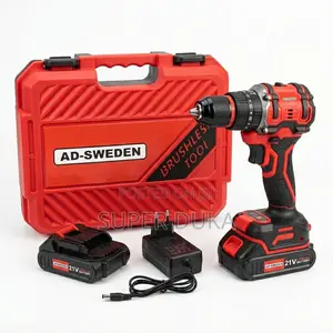 Ad-Sweden 21v Brushless Cordless Drill+Hammer -2 Batteries.Fast Charge