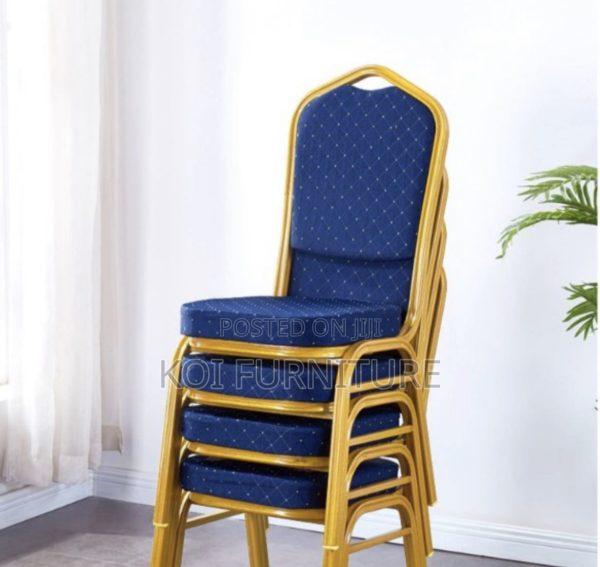 Office Chair : Stackable Blue Fabric Banquet Chair - thumbnail 2