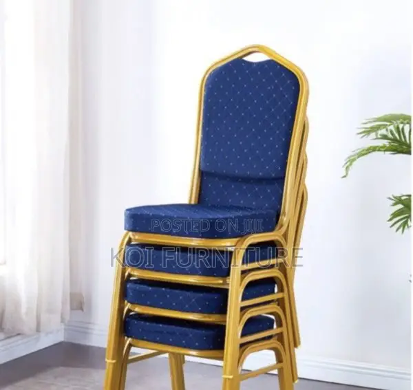 Office Chair : Stackable Blue Fabric Banquet Chair
