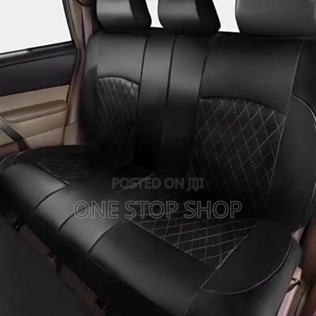 Black Leather Car Seat Covers Diamond Stitched Pattern On Centre Panel - thumbnail 2