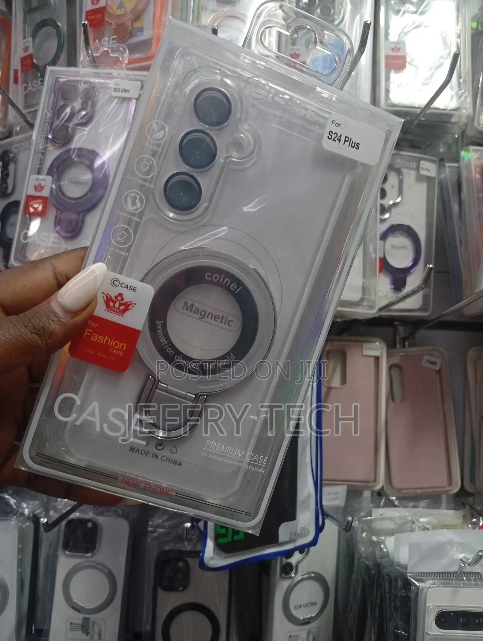Clear Magnetic Kickstand Case for the Samsung Galaxy S24 Plus.