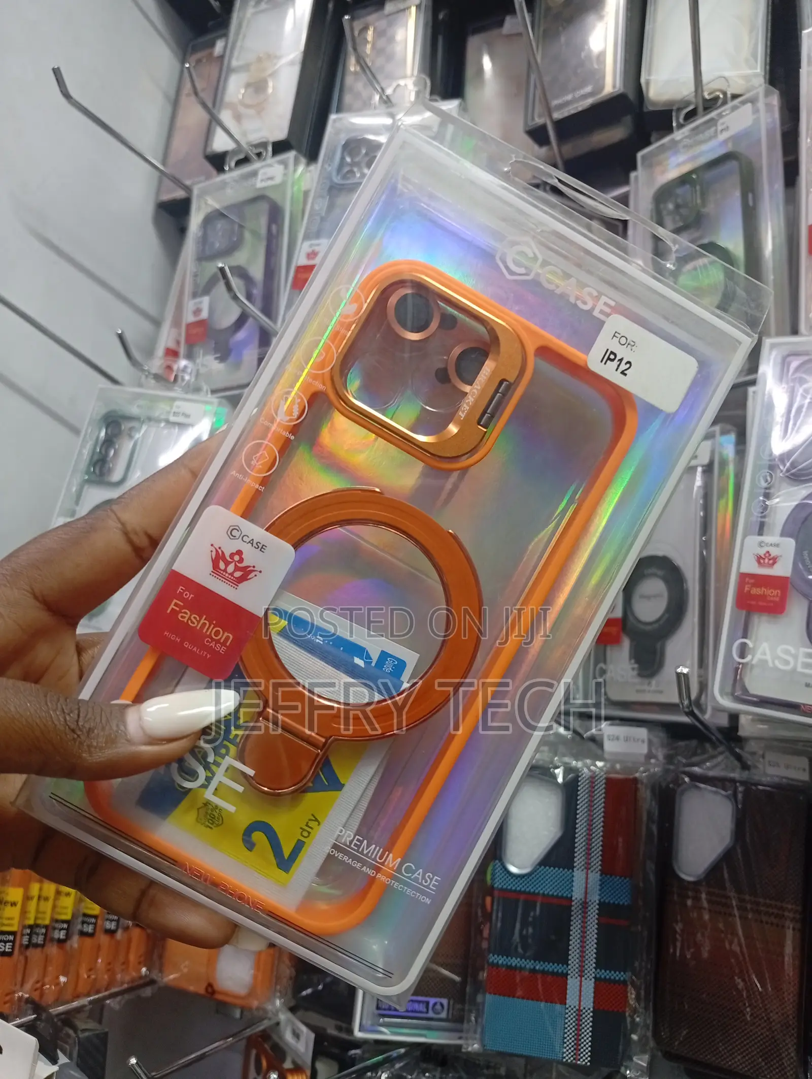 Magnetic Case for iPhone 12 Featuring an Orange Border
