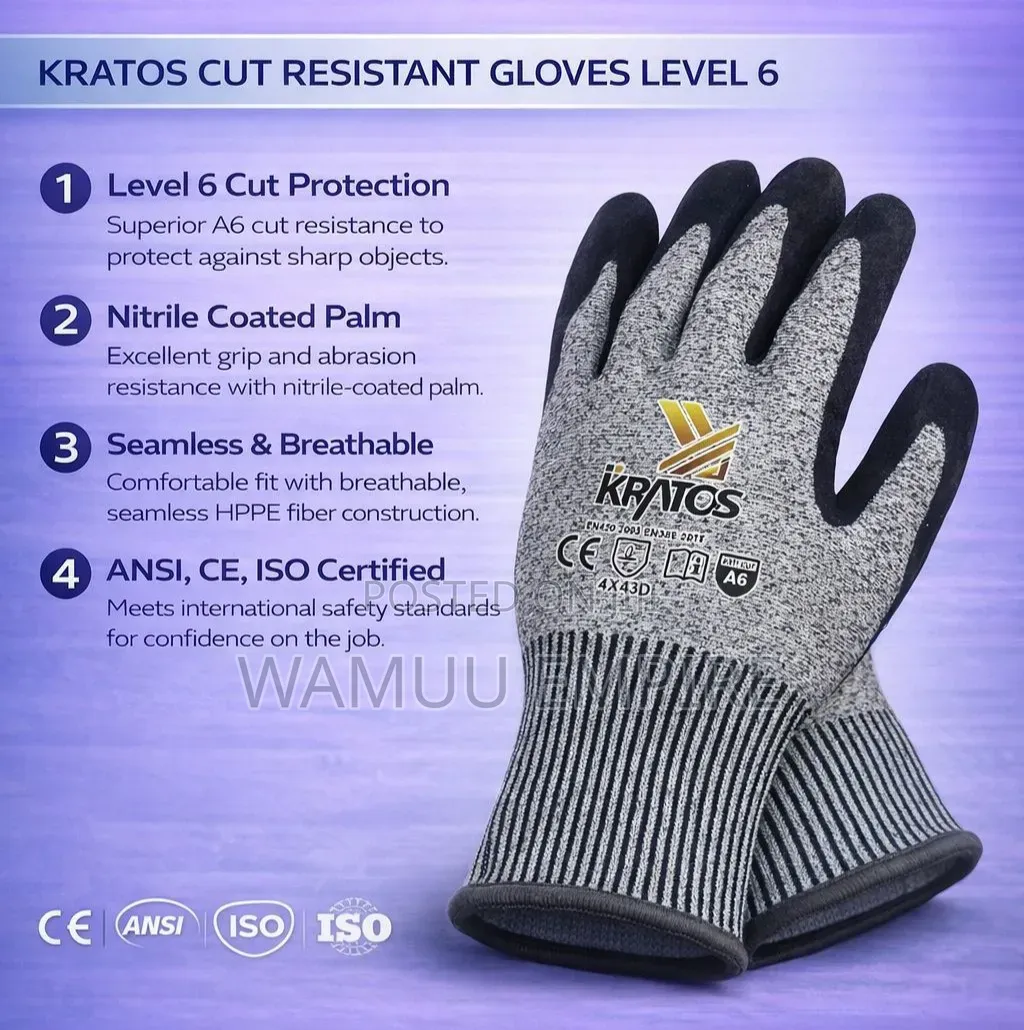 Kratos Cut Resistant Gloves A6 Cut Resistance,