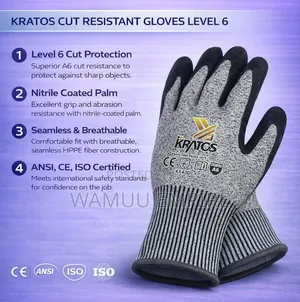 Kratos Cut Resistant Gloves A6 Cut Resistance,