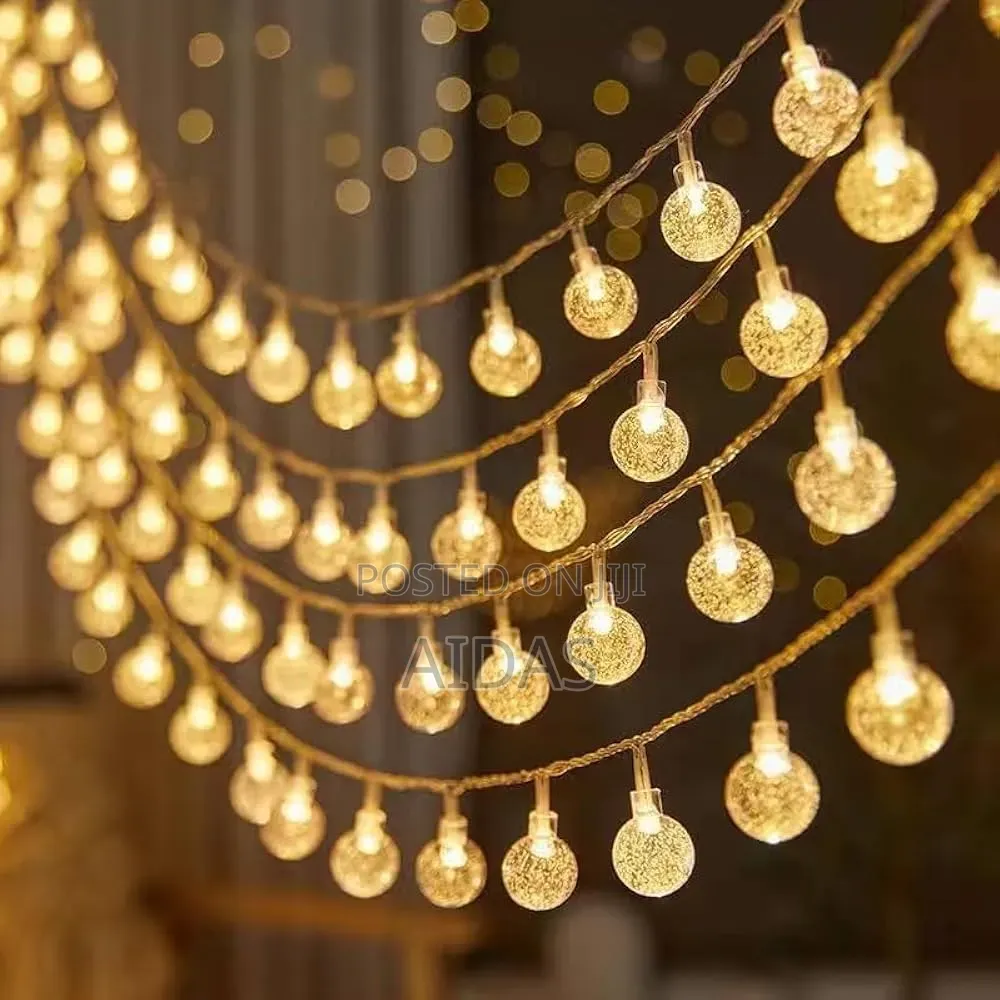 Warm White String Bulb Lights – 10m Electric Powered