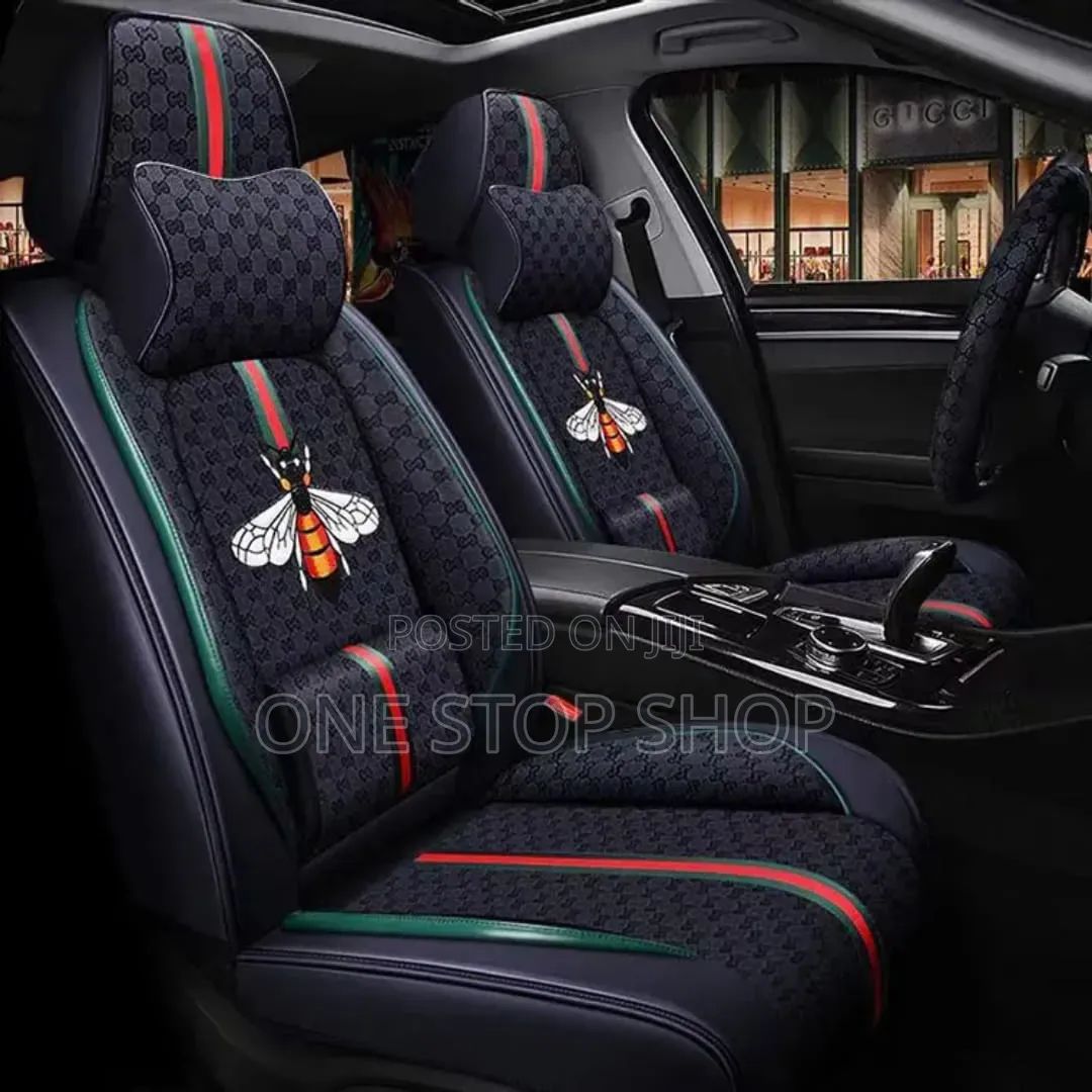 5seater Black Gucci Pu Leather Seat Covers With Steer Cover