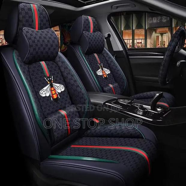 5seater Black Gucci Pu Leather Seat Covers With Steer Cover