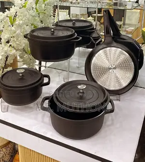 Black 7pcs Aluminium Ceramic Cookware Set.