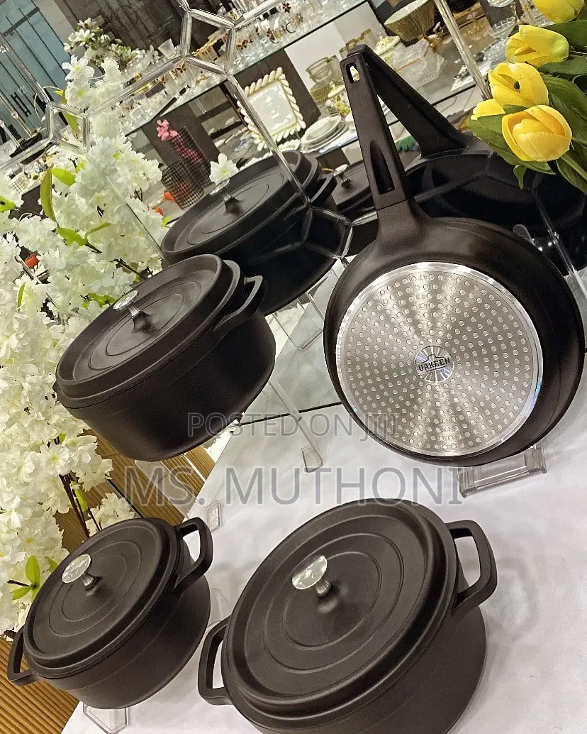 Black 7pcs Aluminium Ceramic Cookware Set.