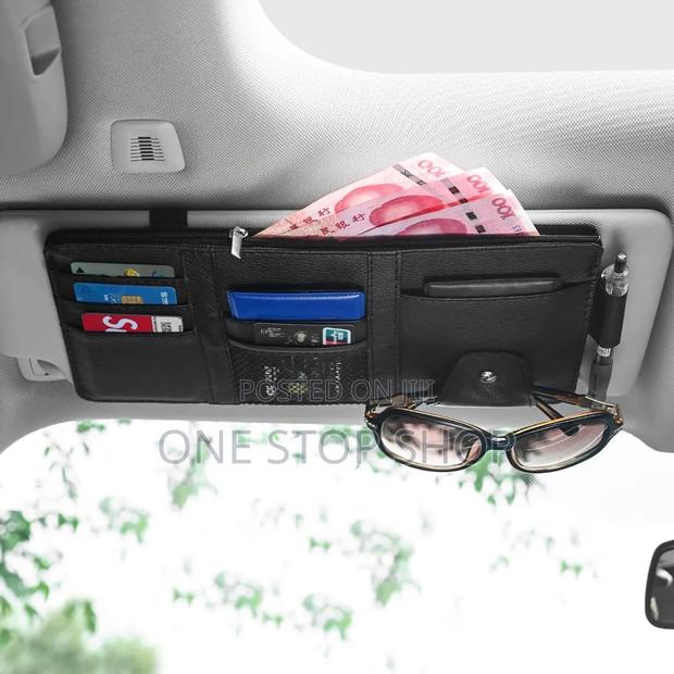 Pu Leather Sun Visor Organizer Hanging Phone Storage - thumbnail 2