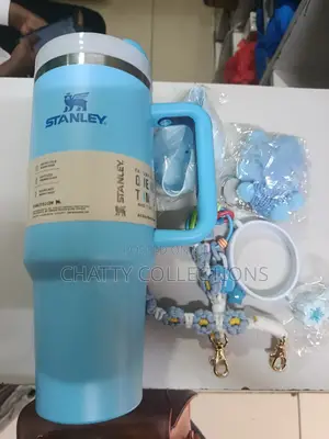 Blue Stanley Mug With Decorative Accessories