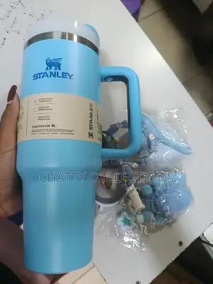 Blue Stanley Mug With Decorative Accessories