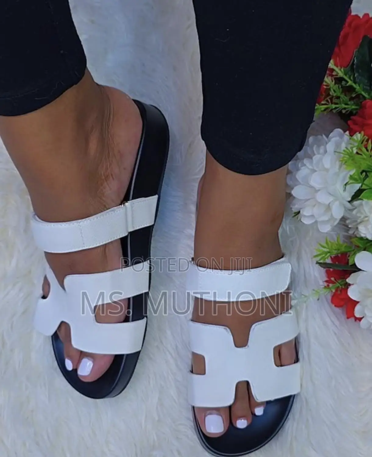Ladies Quality Hermes Sandals With Adjustable Straps
