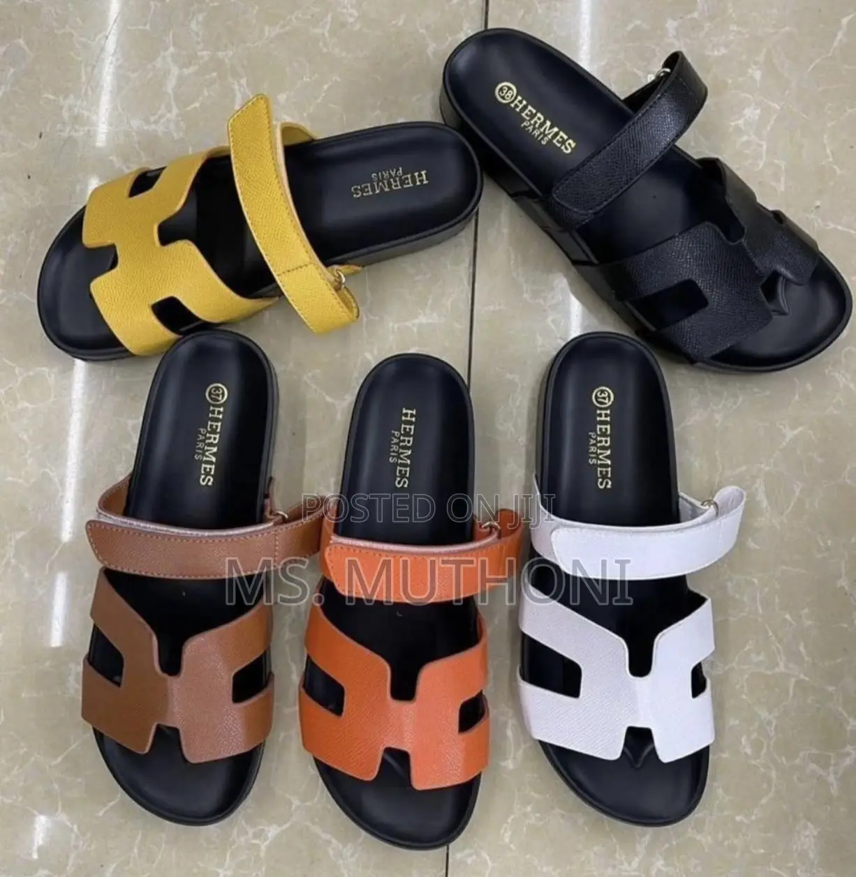 Ladies Quality Hermes Sandals With Adjustable Straps