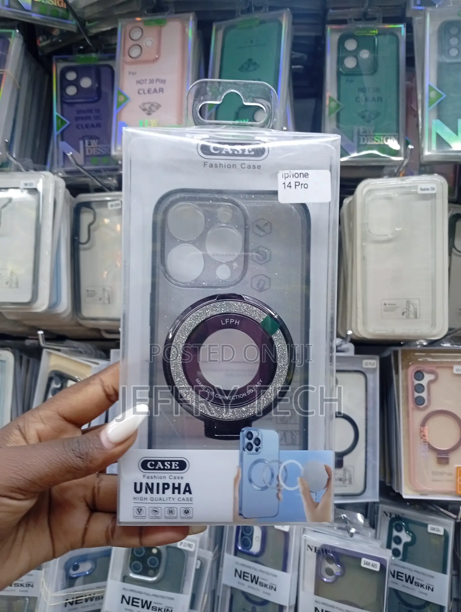 Case for the iPhone 14 Pro, a Magnetic Ring and Bling Glitter