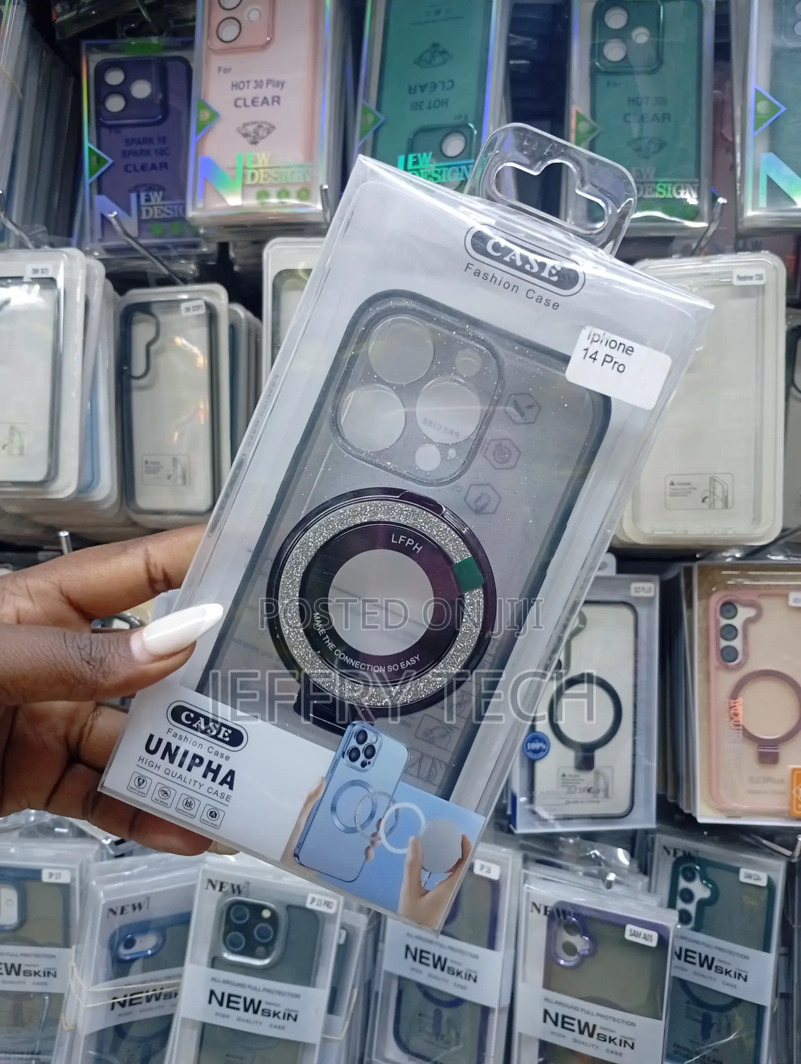 Case for the iPhone 14 Pro, a Magnetic Ring and Bling Glitter