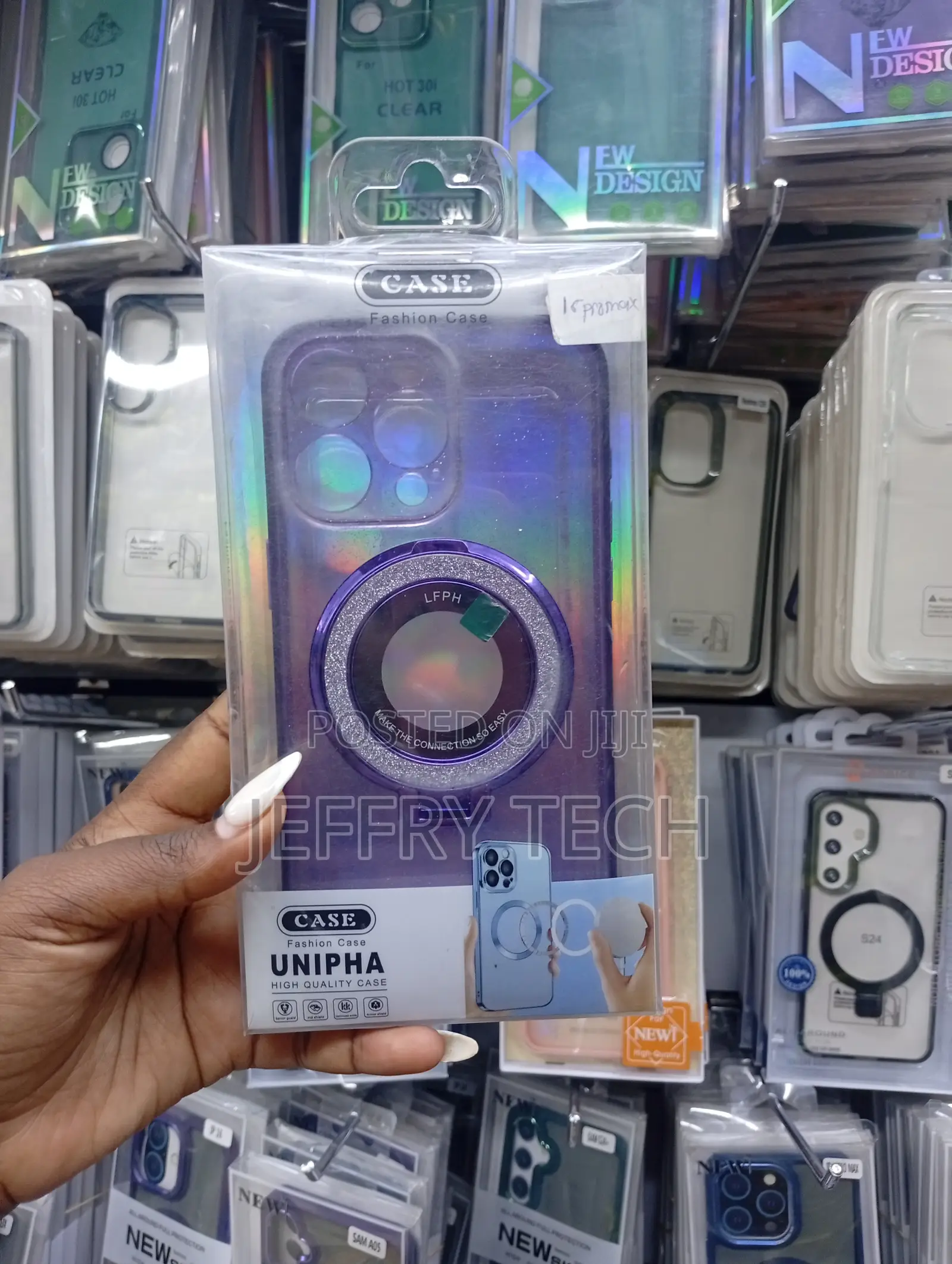 Branded Mobile Phone Case Features a Magnetic Ring Stand for Magsafe