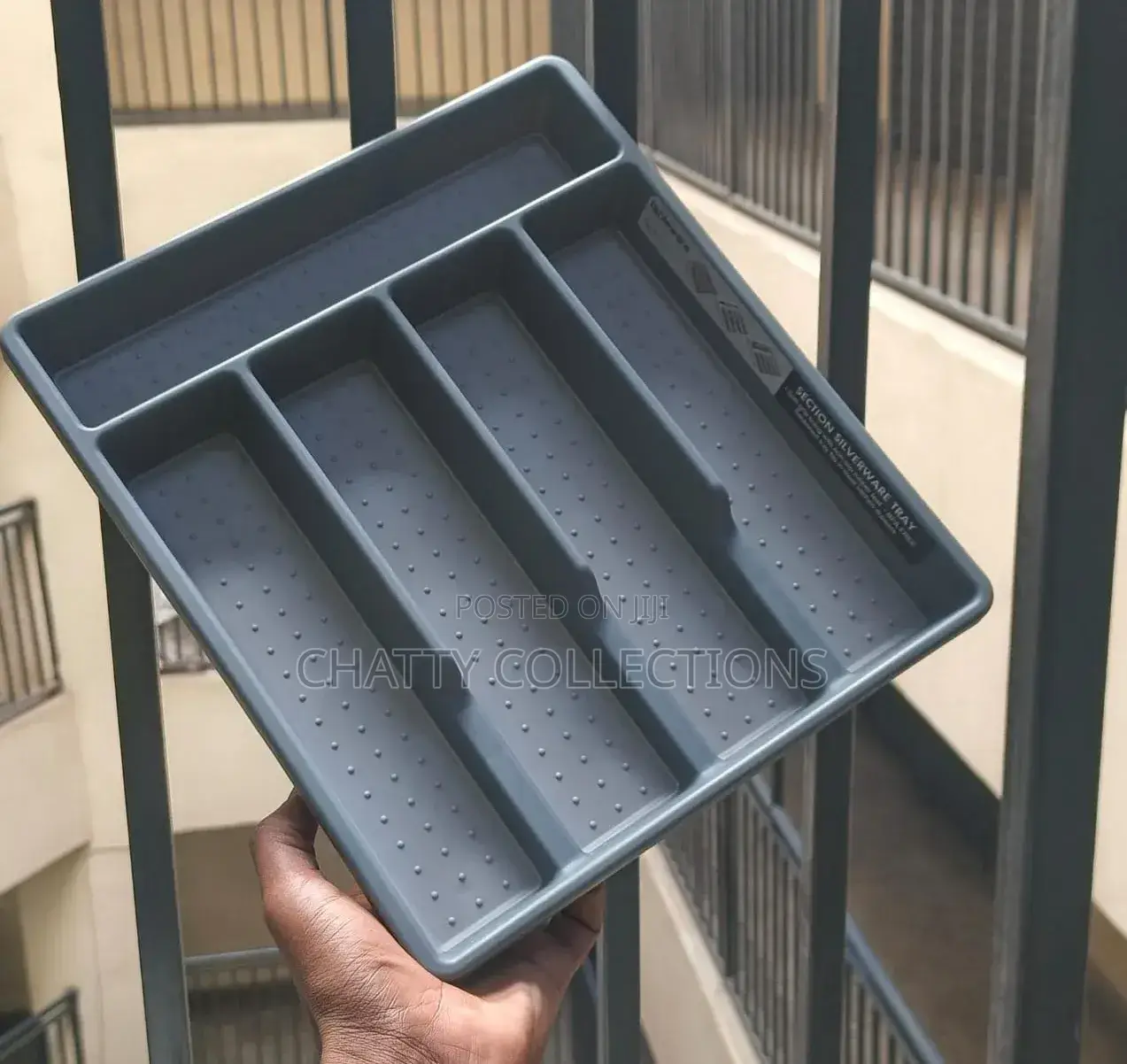 White and Gray Plastic Non Expandable Cutlery Drawer Organizer