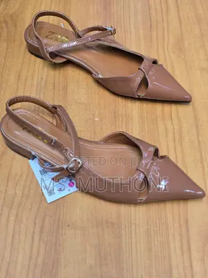 Zara Patent Leather Slingback Pointed-Toe Flat Shoes