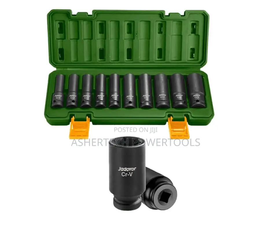 Jadever Jdms2d02 10 PCS 1/2" Deep Impact Socket Set