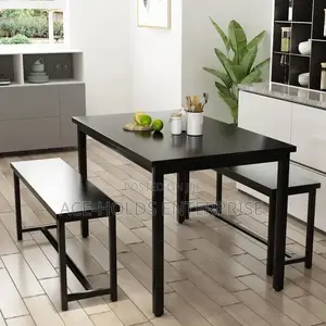 Diego Dining Table Set for 4 With 2 Benches Oak - In Brown and Black