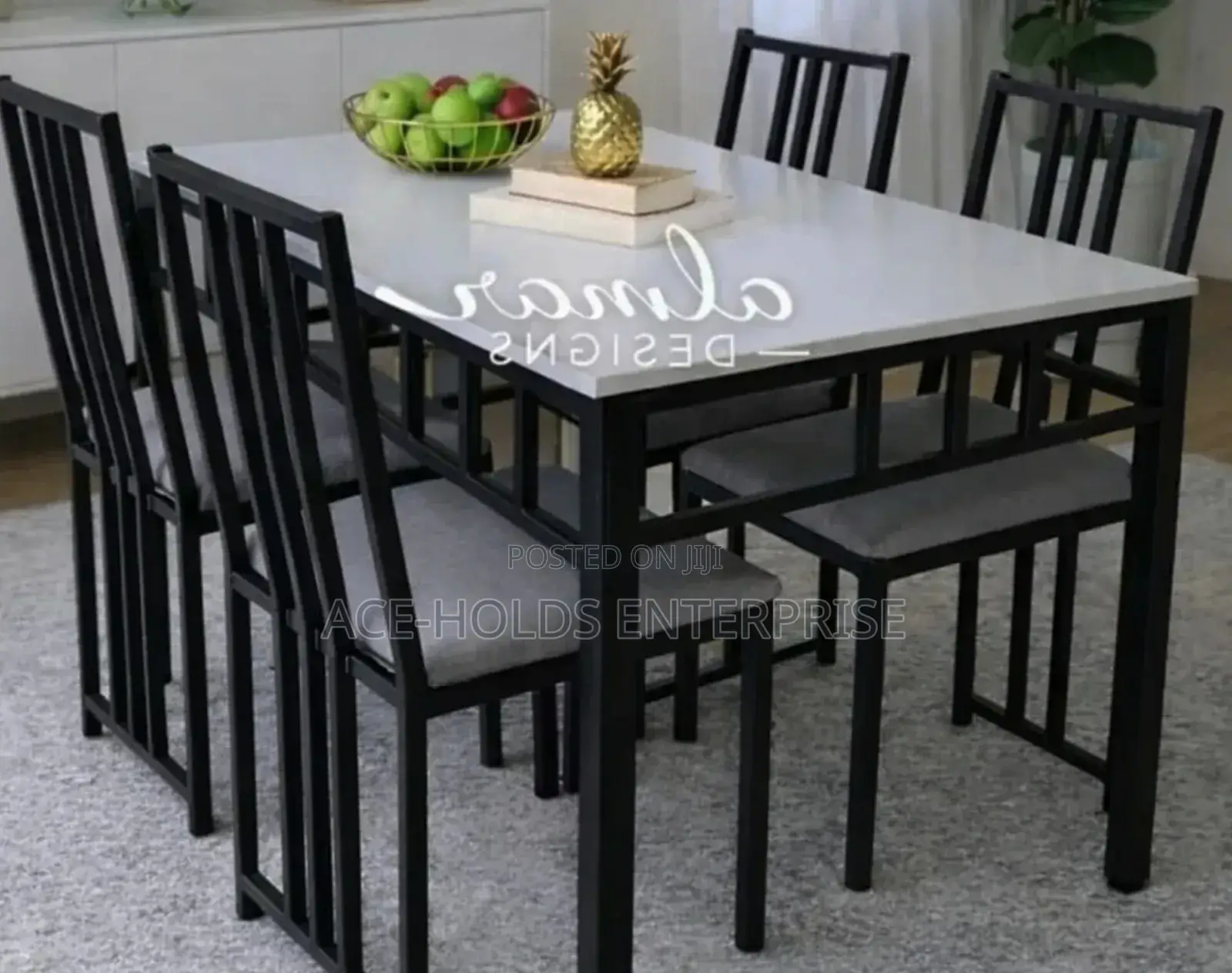 4 Seater Lex Dining Table Set - Black/ Grey Touch