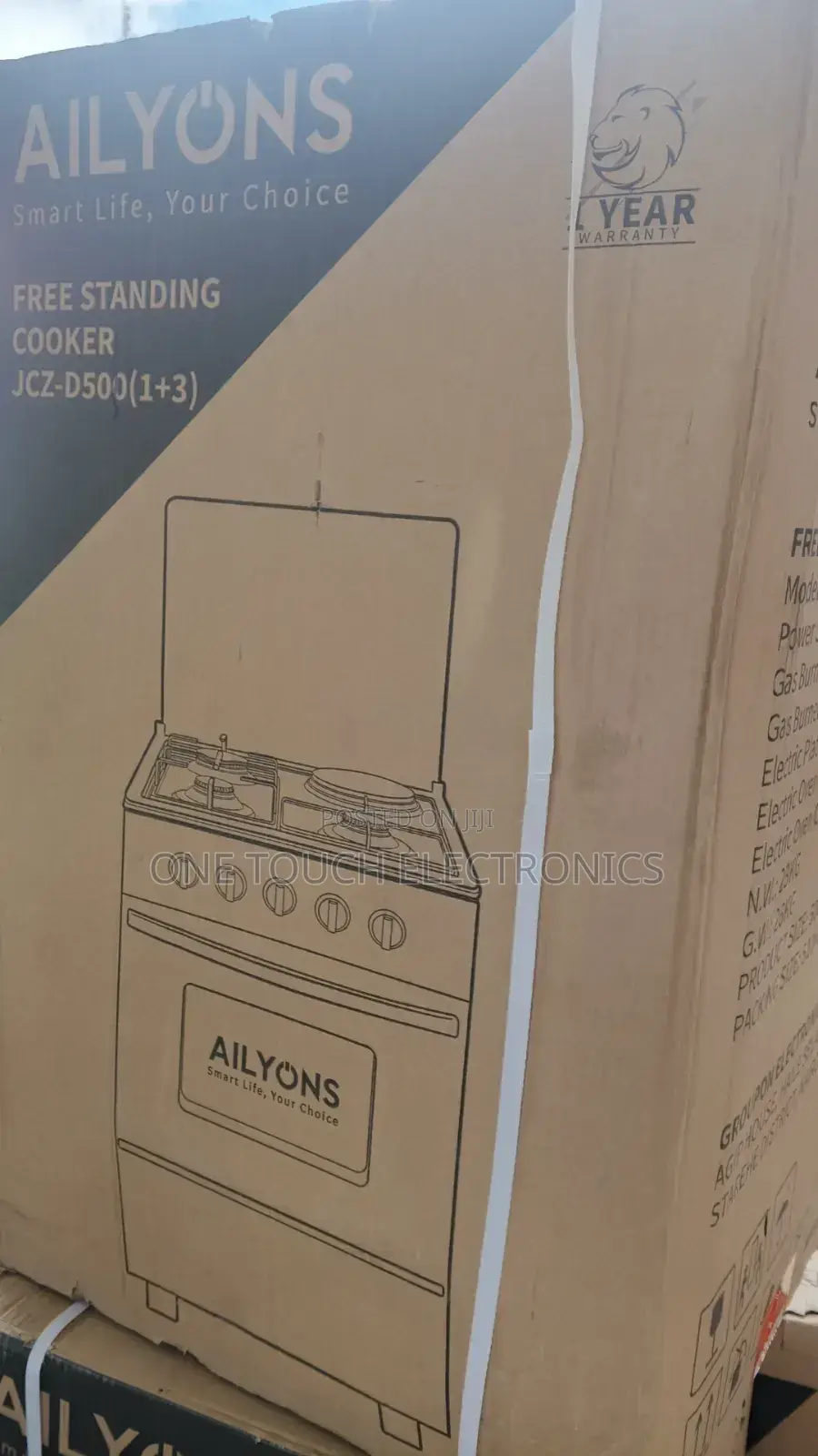Ailyons Standing Cooker 3 Gas + 1 Electric, 50×55 JCZ-D500(1+3)