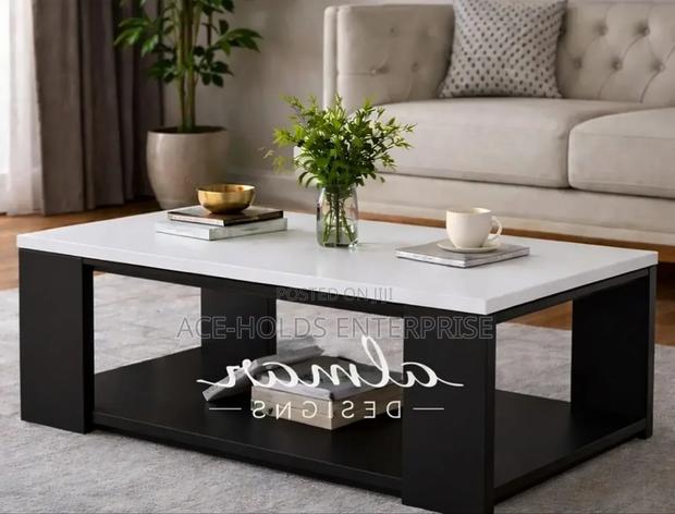 Julz Modern Design Coffee Table With Open Storage (Black White)