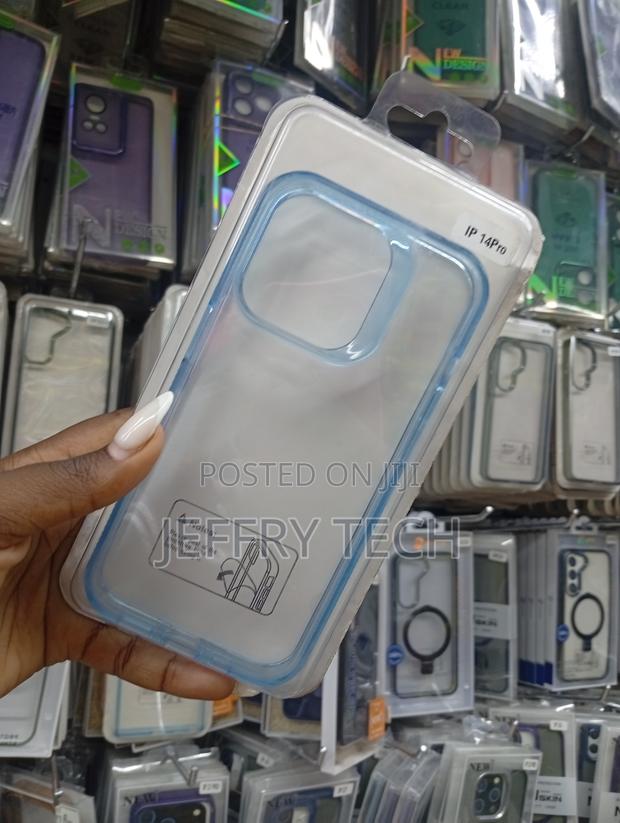 Transparent, Light Blue Phone Case Designed for the iPhone 14 Pro. - thumbnail 2
