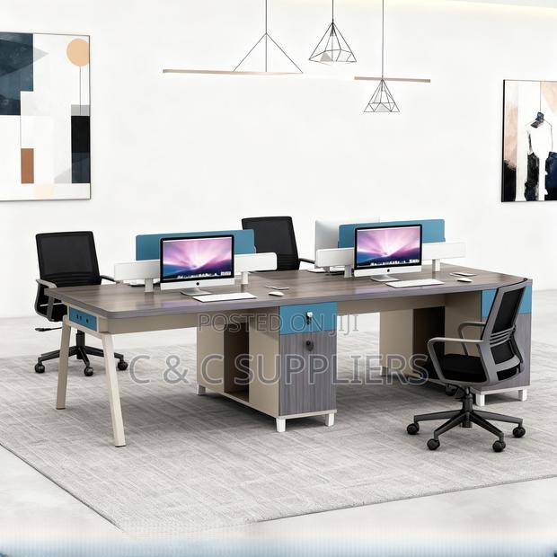 Office Desks; 4-Way Modular Office Workstation With Drawers - thumbnail 3