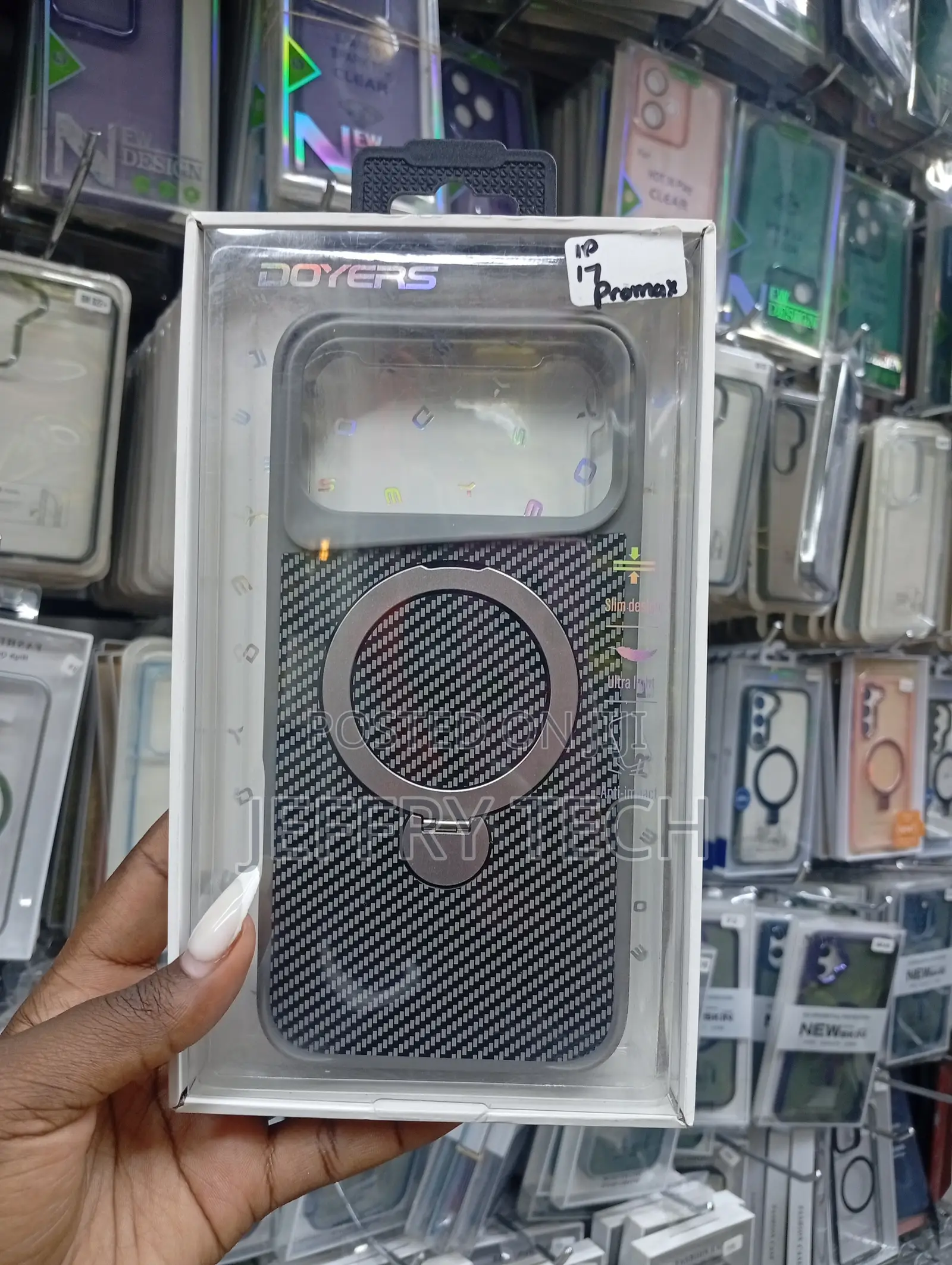 Branded Magsafe Carbon Fiber Kickstand Casefor the iPhone 17 Pro Max.