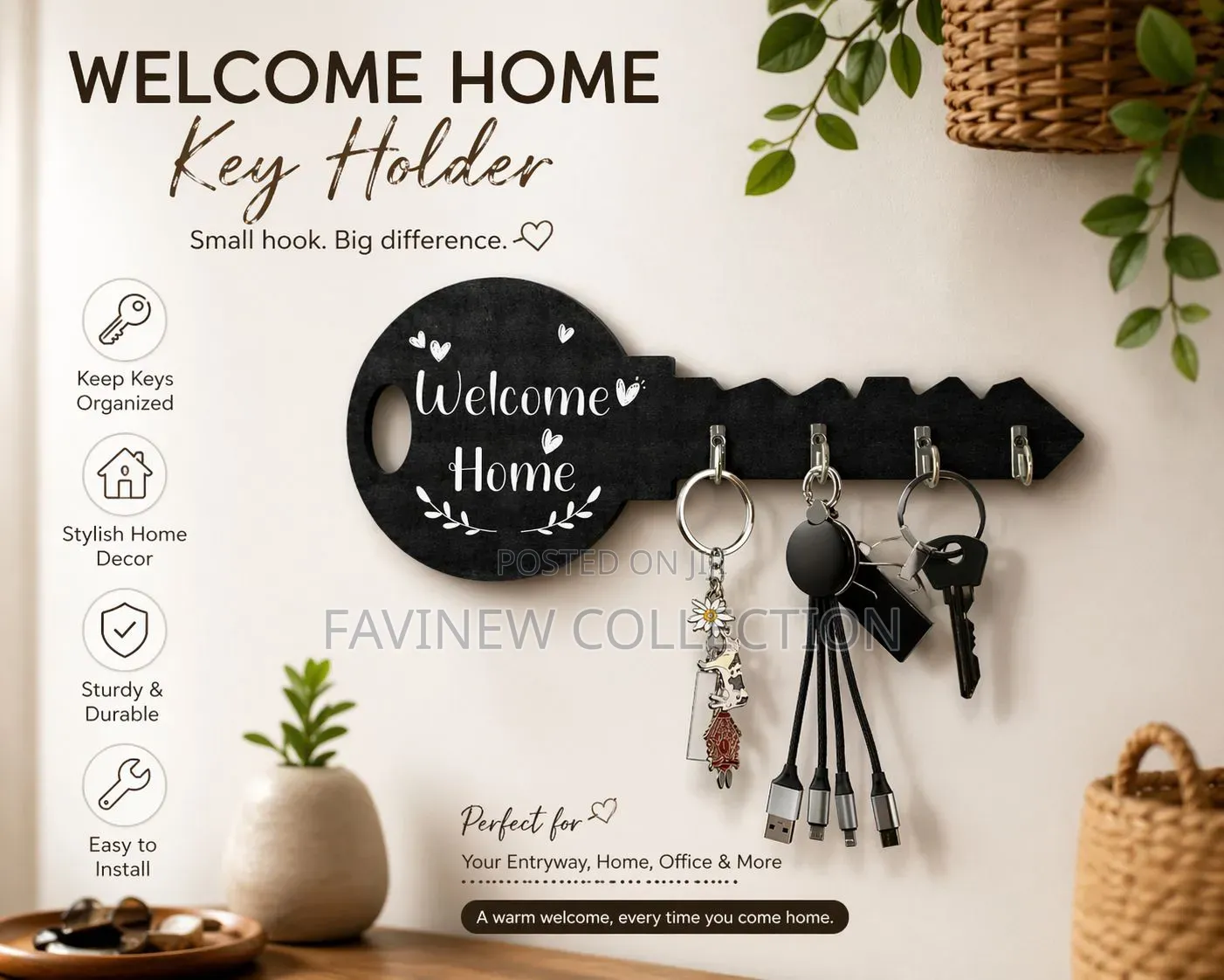 Keep Your Keys Organized in Style With This “Welcome Home” Key Holder
