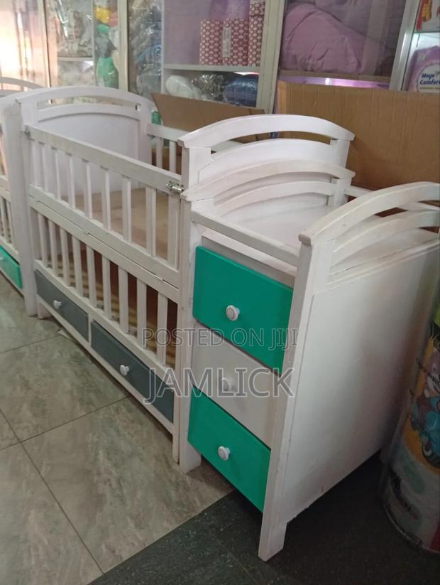 Wooden Baby Cot Set With Mattress, Mosquito Net, Drawer Bumper –Gdm