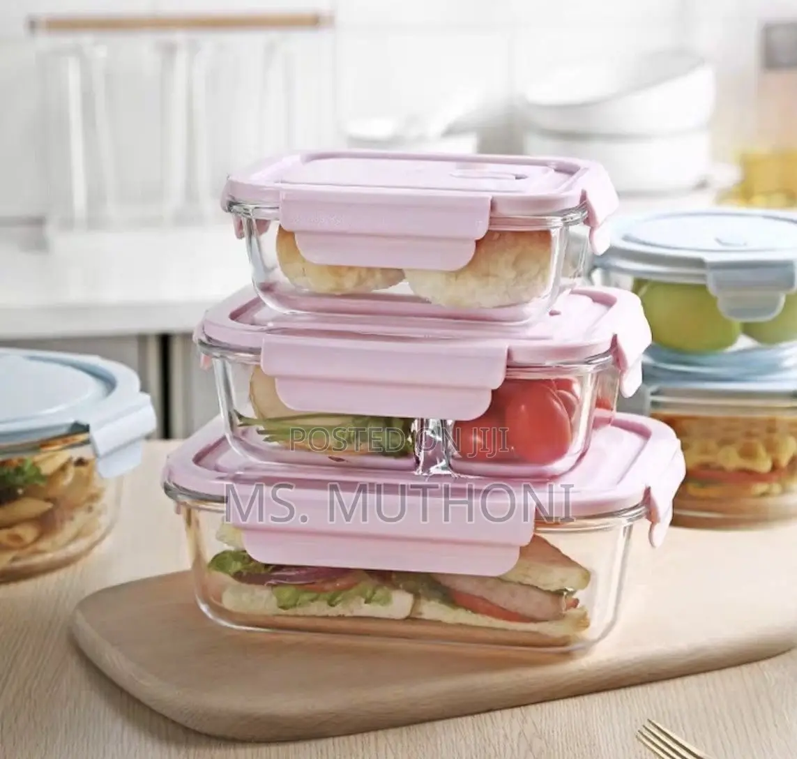 Glass Meal Prep / Lunch Box Set (3 Pcs)