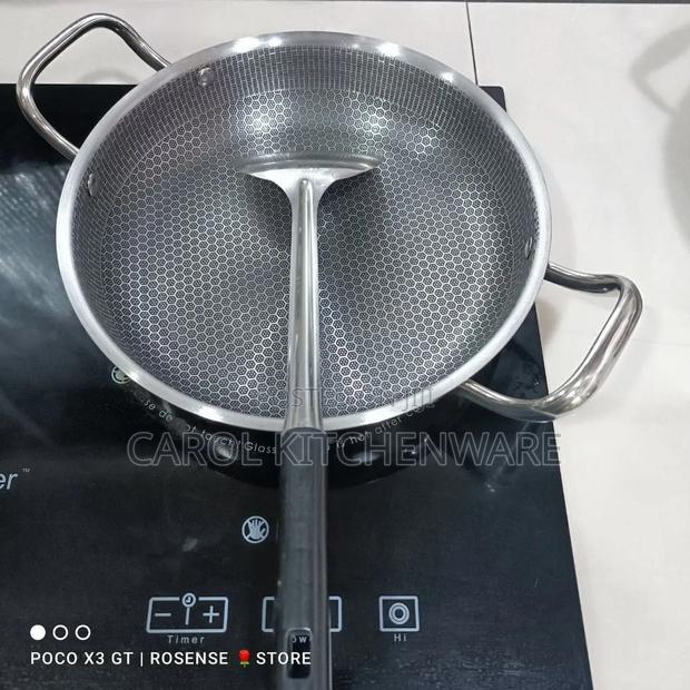 2 Handle Honeycomb Stainless Steel Non Stick Pan - thumbnail 2