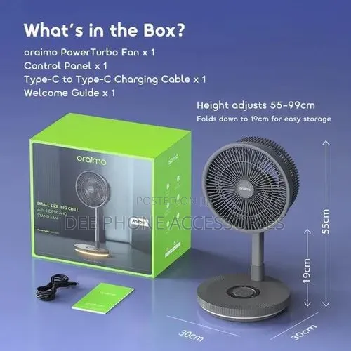 Oraimo Power Turbo Desk Stand Portable Folding Fan
