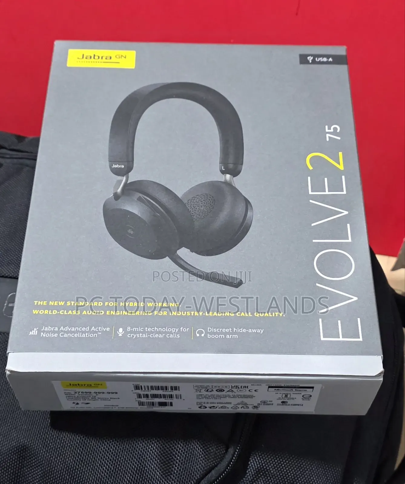 Jabra Evolve2 75 Usb-a Wireless Headset Uc Link 380a 27599-989-999