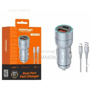 Amaya Acc-Cc08 43w Dual-Port Fast Car Charger With a Type C to C Cable