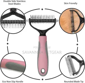 Professional Dematting Comb 2 Sided Hair Removal Brush for Dogs Cats