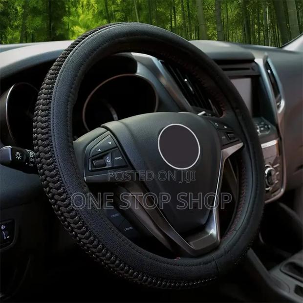Black 38cm Microfiber Leather Better Grip Steering Wheel Cover