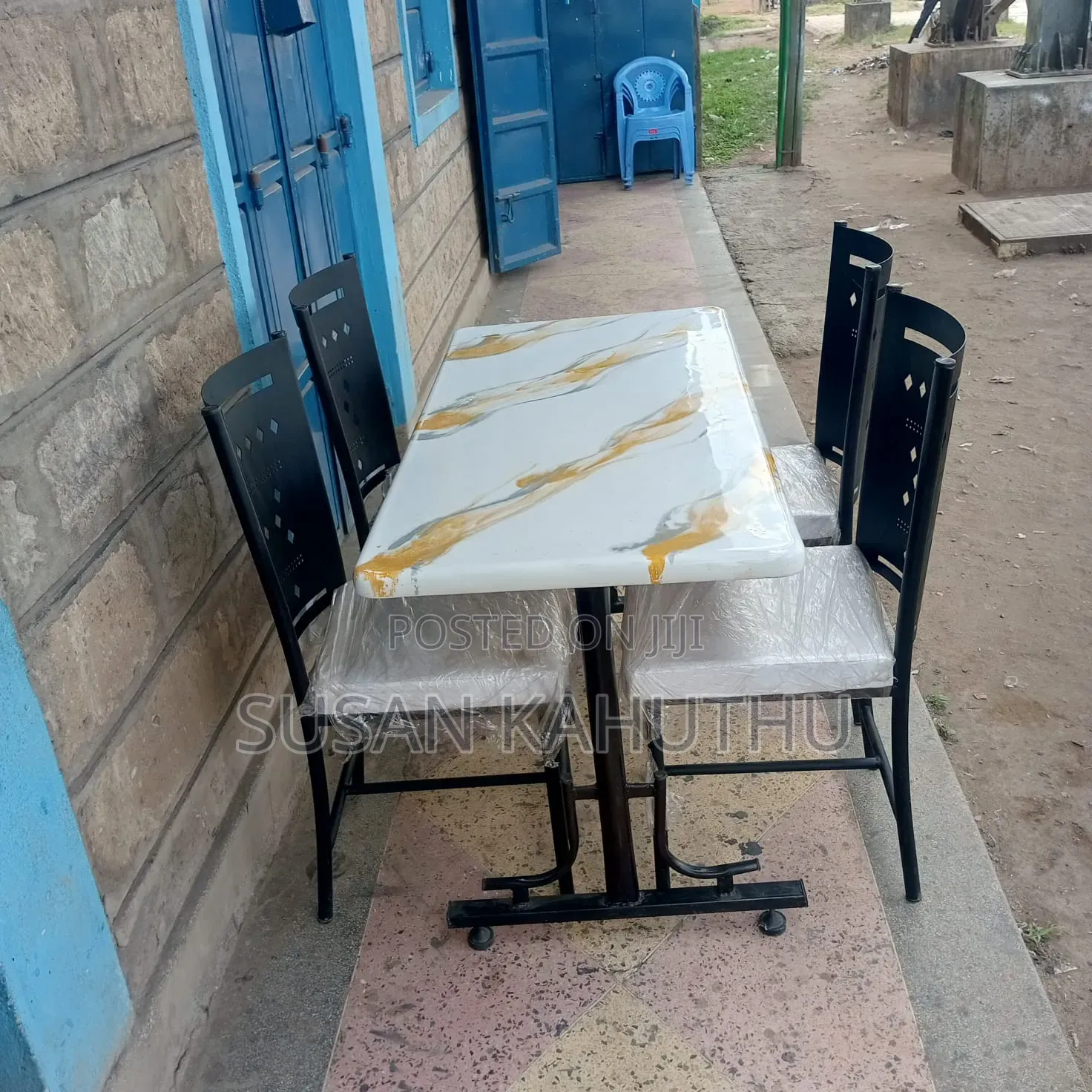 Organic Set of High Density Seats and a Marble Table