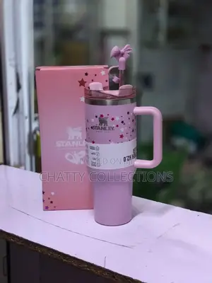 Pink Original Star Effect Stanley Mugs With Straw Brush and Topper
