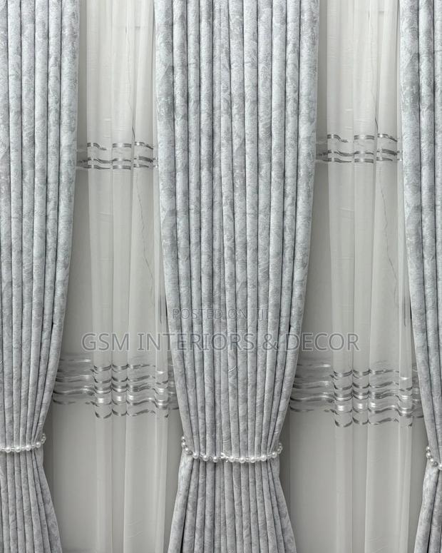 Quality Home Curtains in Off-White With Black Details