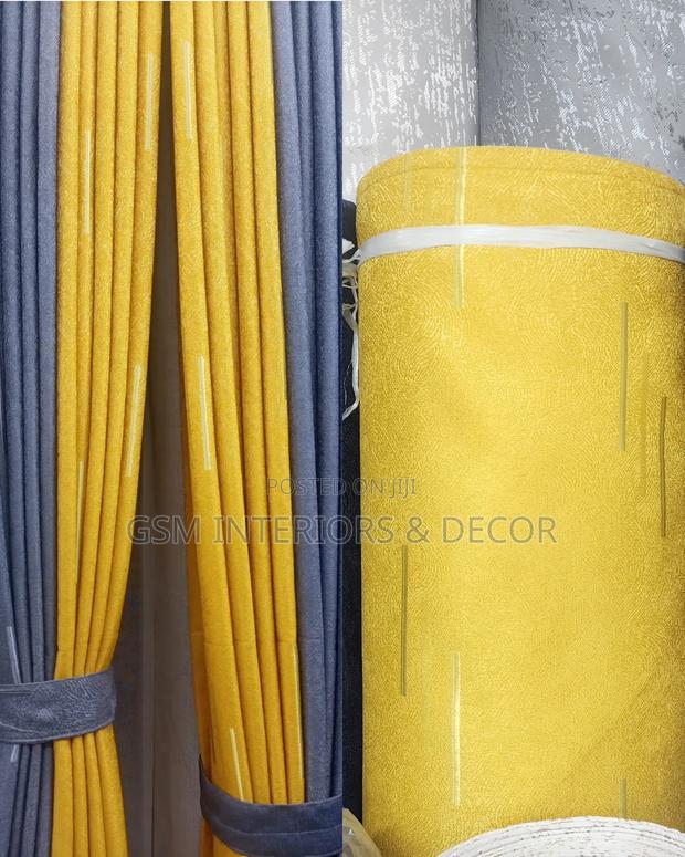 Mustard Yellow and Grey Curtains in Matching Interiors