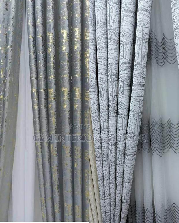 Light Filtering Flushy Curtains With Gold Prints - main view
