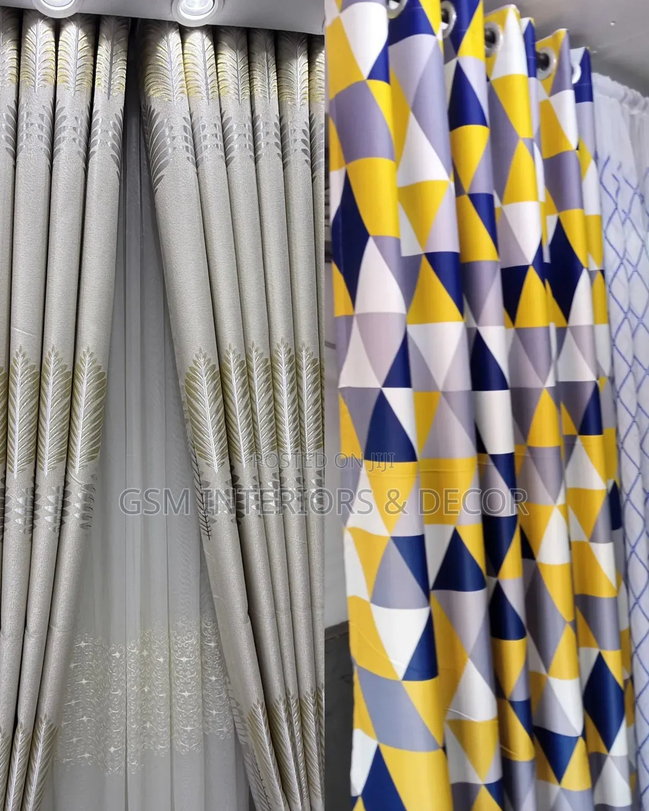 Blue-Mustard and Floral Patters Heavy Curtains